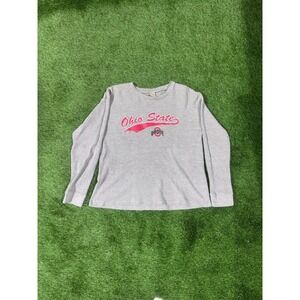 Vintage Ohio State Buckeyes Long Sleeve Thermal Shirt Mens Large Gray NCAA
